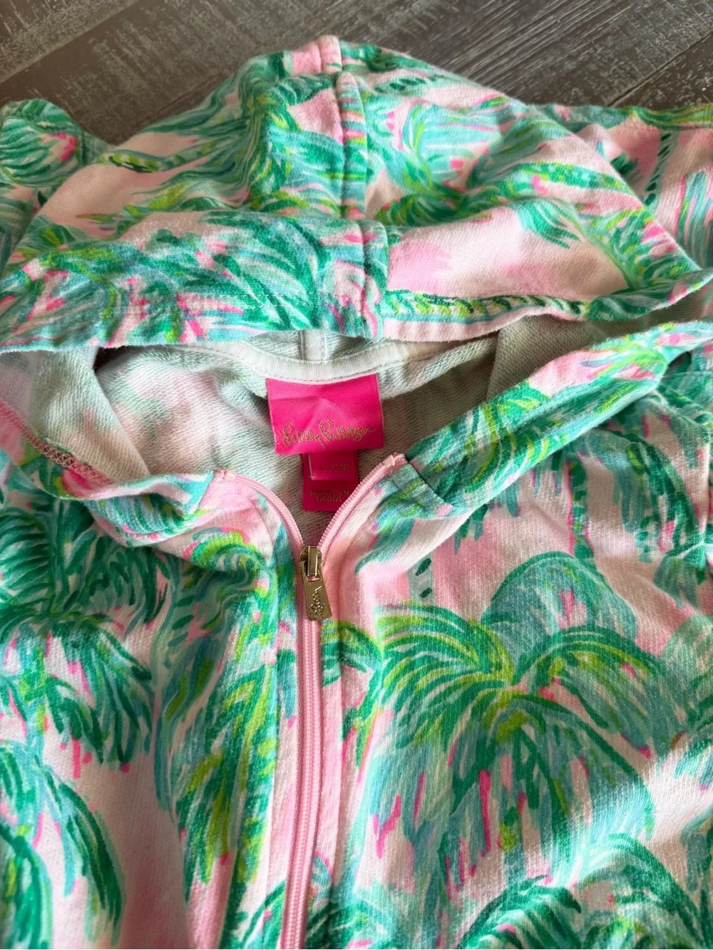Lilly Pulitzer Pink Hooded Palm-Print Swim Coverup